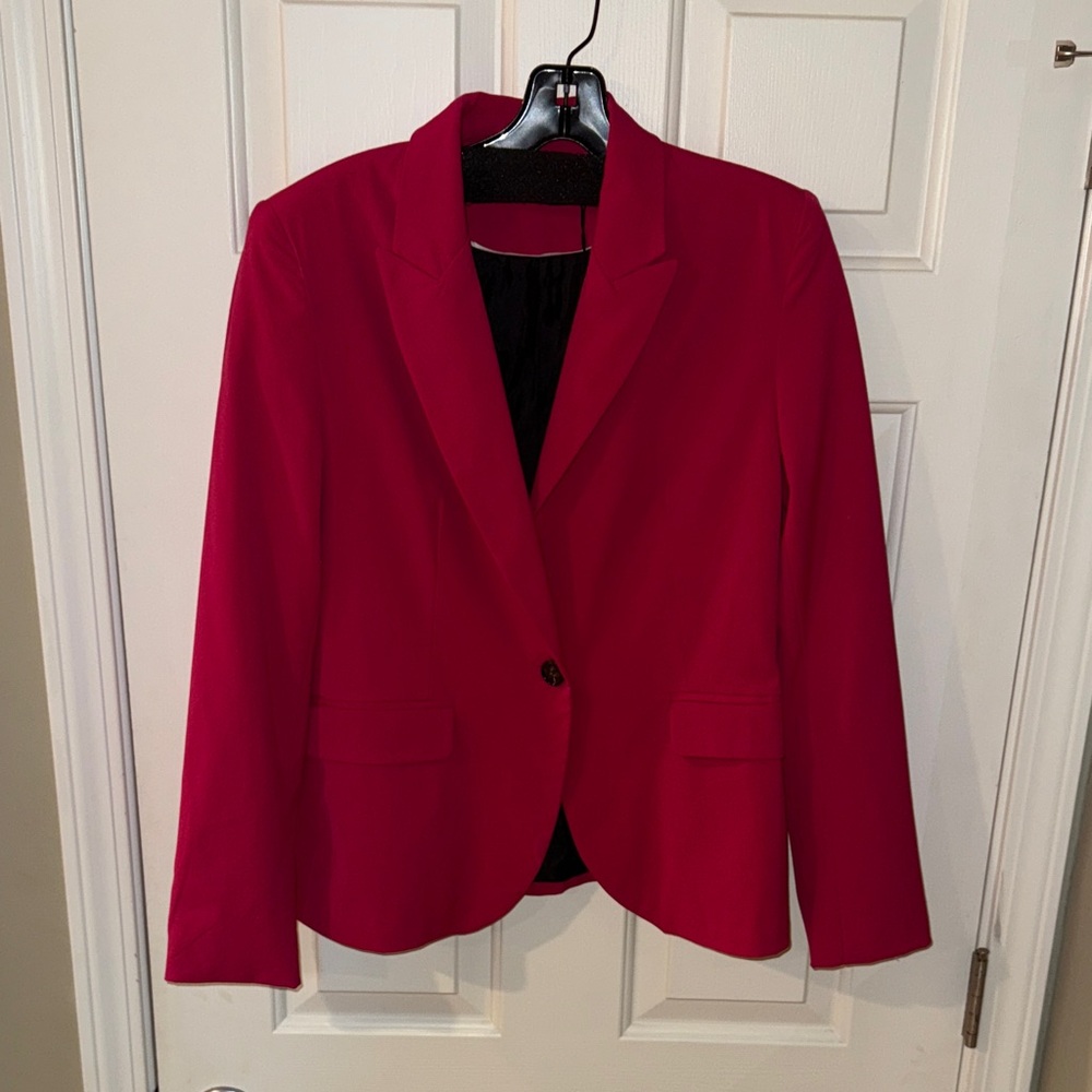 Zara Fuchsia Pink Tailored Blazer Jacket Size 6 One Button